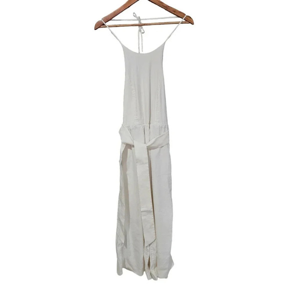 Alice + Olivia Franny Halter Neck Belted Cropped Jumpsuit White Size 0 - Picture 3 of 9